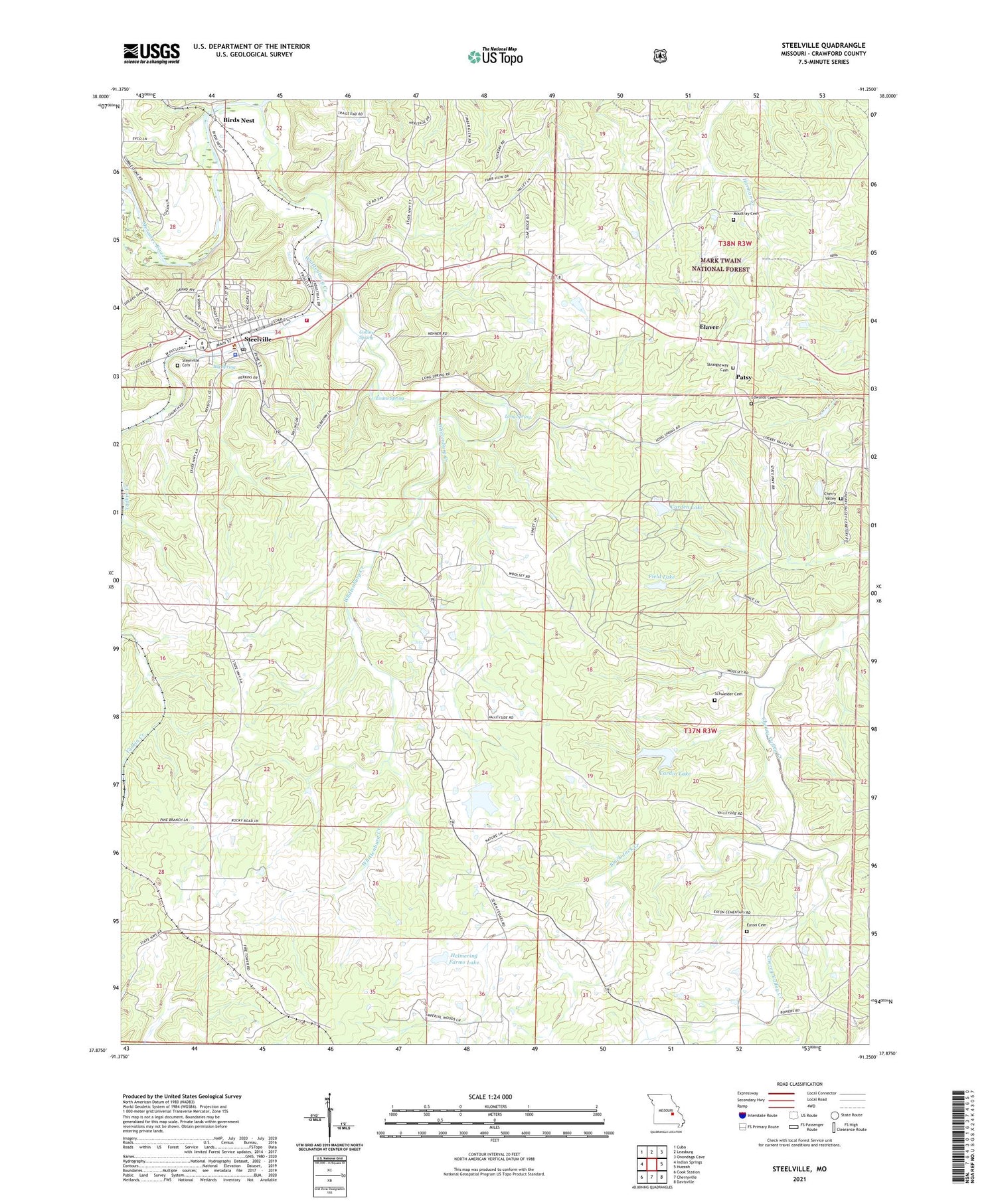 Steelville Missouri US Topo Map Image