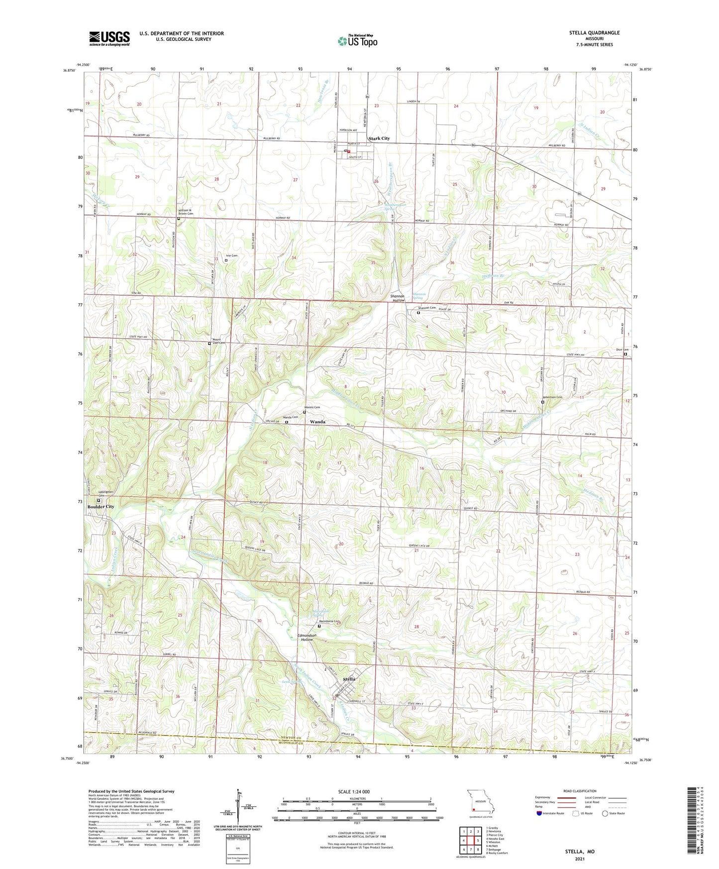 Stella Missouri US Topo Map Image