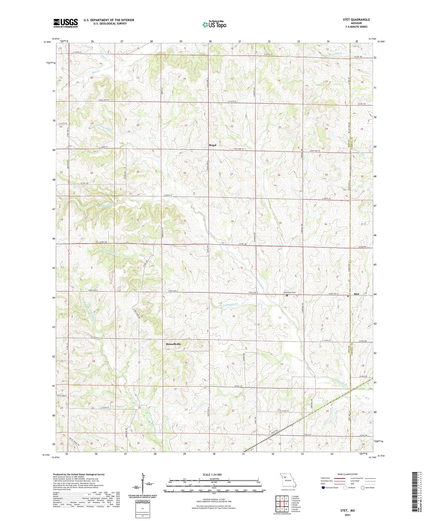 Stet Missouri US Topo Map Image