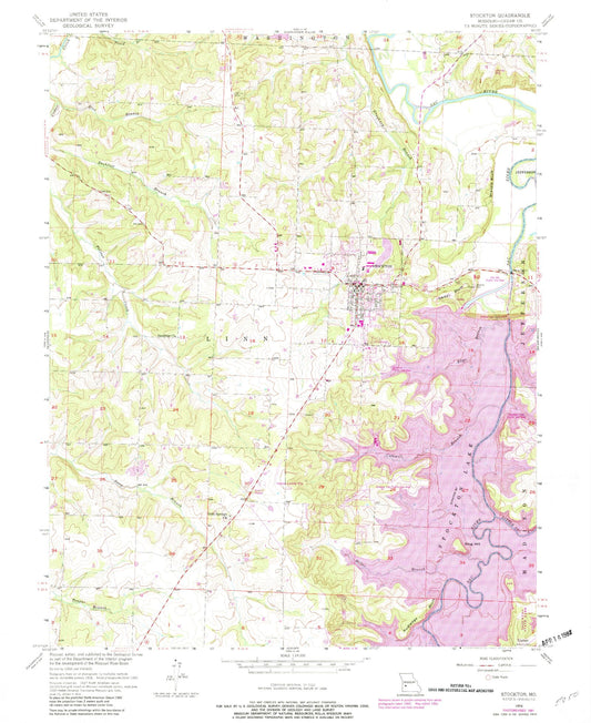 Classic USGS Stockton Missouri 7.5'x7.5' Topo Map Image