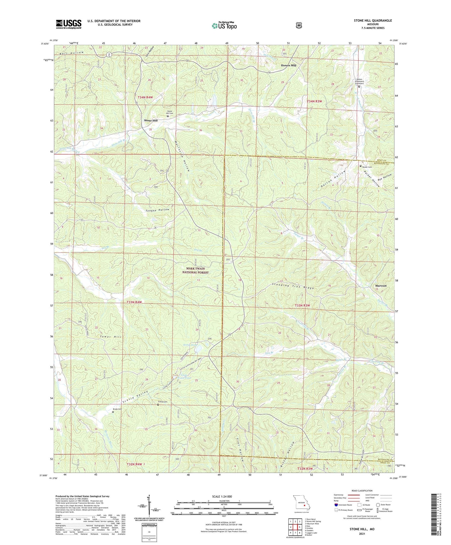 Stone Hill Missouri US Topo Map Image