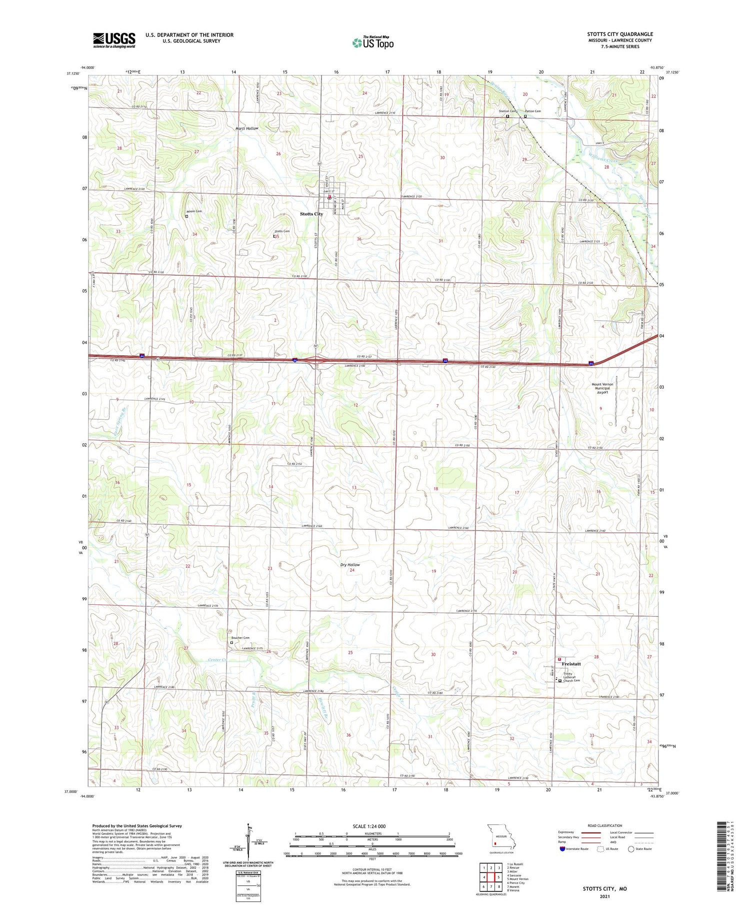 Stotts City Missouri US Topo Map Image