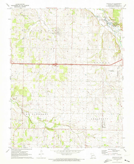 Classic USGS Stotts City Missouri 7.5'x7.5' Topo Map Image