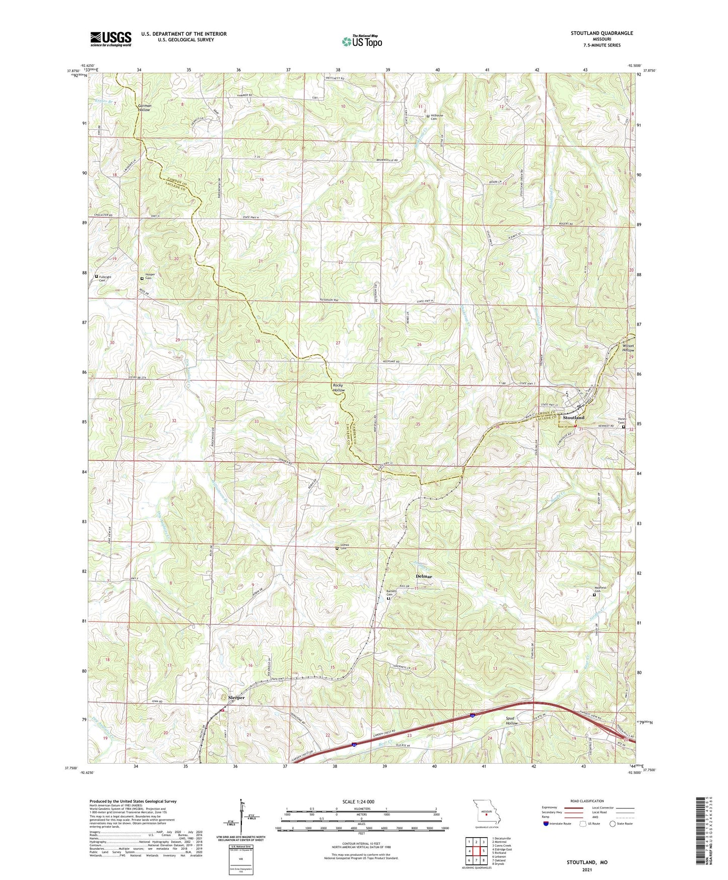 Stoutland Missouri US Topo Map Image