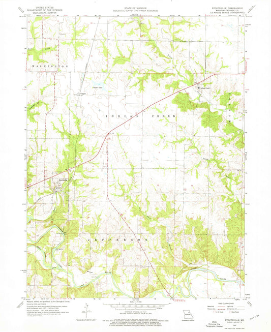 Classic USGS Stoutsville Missouri 7.5'x7.5' Topo Map Image