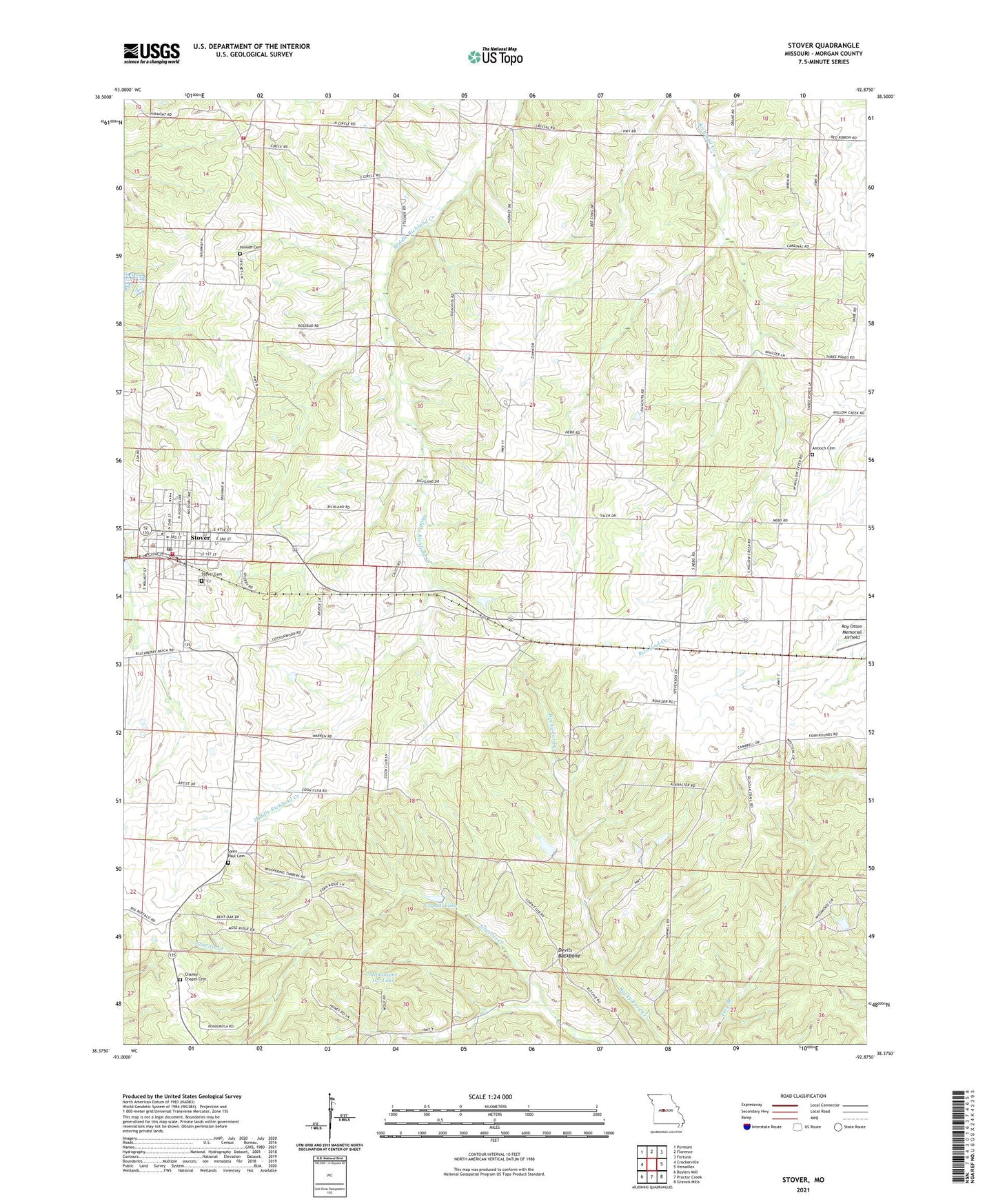 Stover Missouri US Topo Map Image