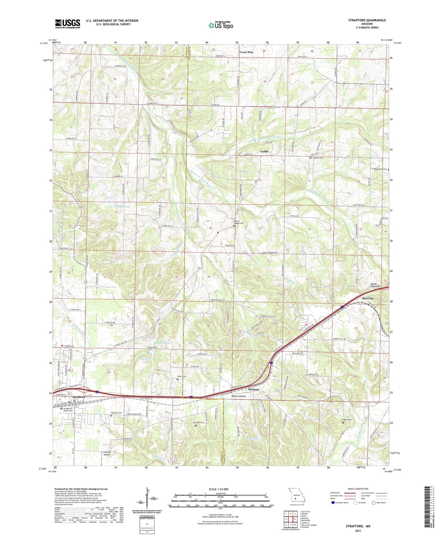 Strafford Missouri US Topo Map Image