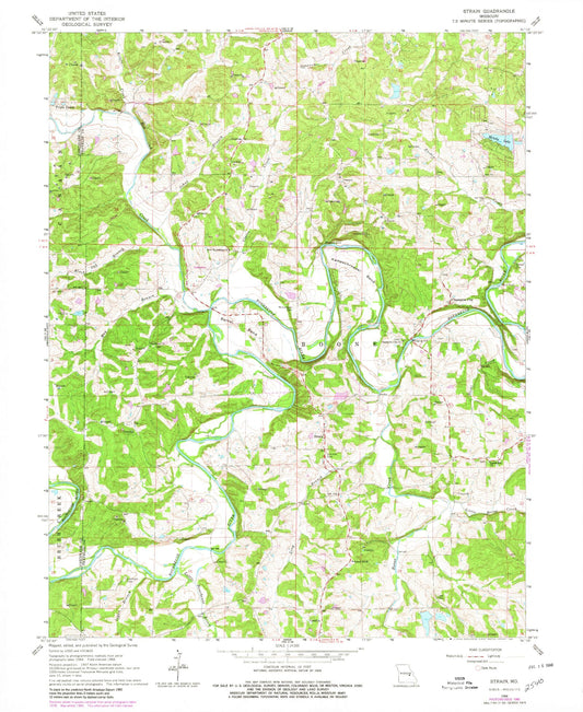 Classic USGS Strain Missouri 7.5'x7.5' Topo Map Image