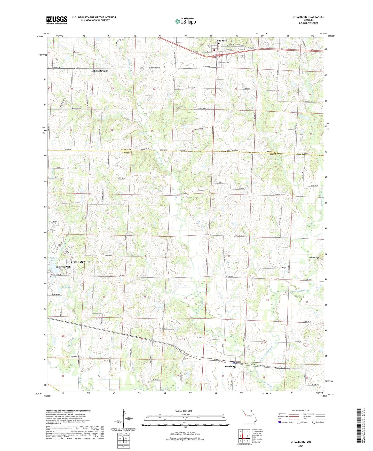 Strasburg Missouri US Topo Map Image
