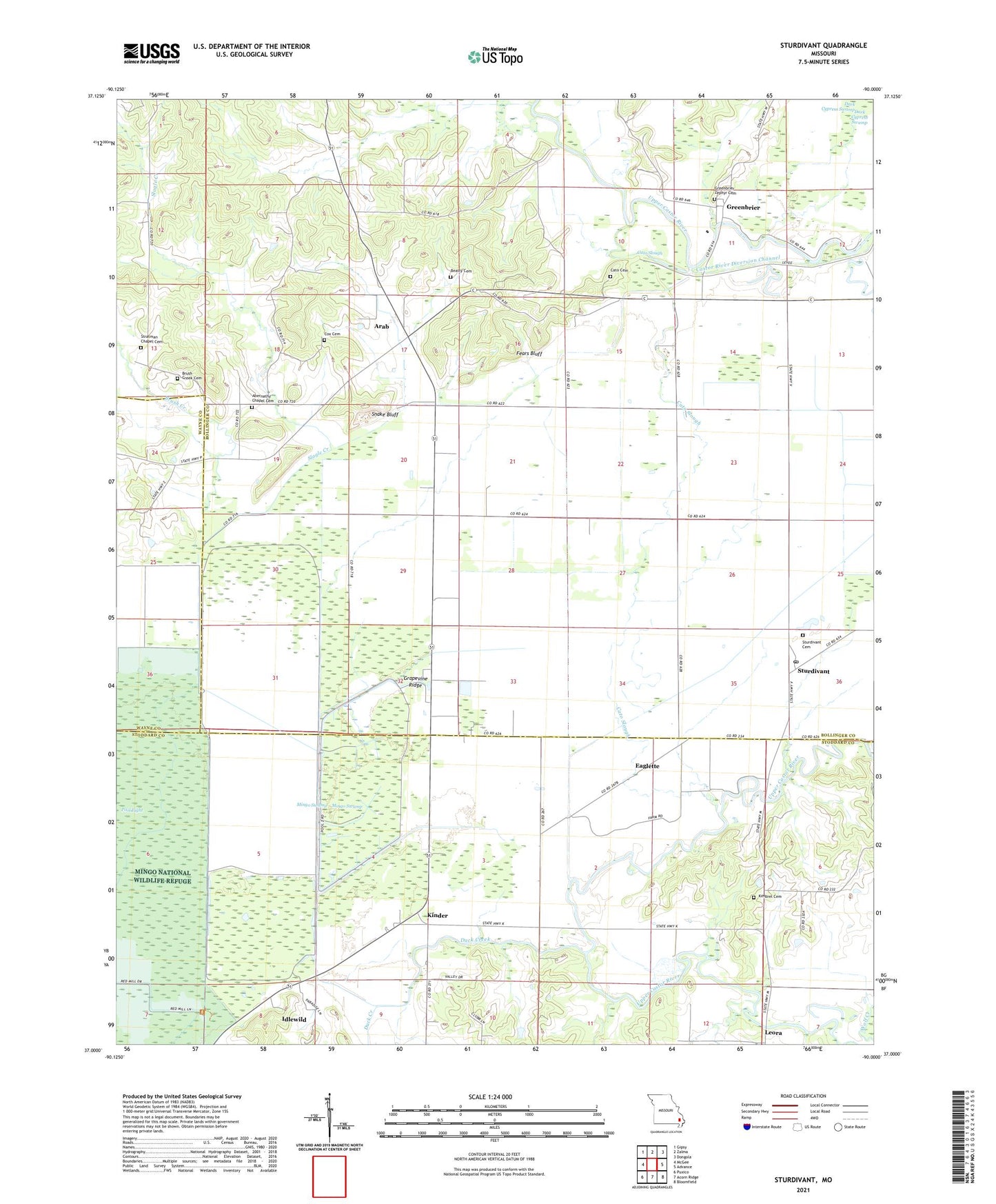 Sturdivant Missouri US Topo Map Image