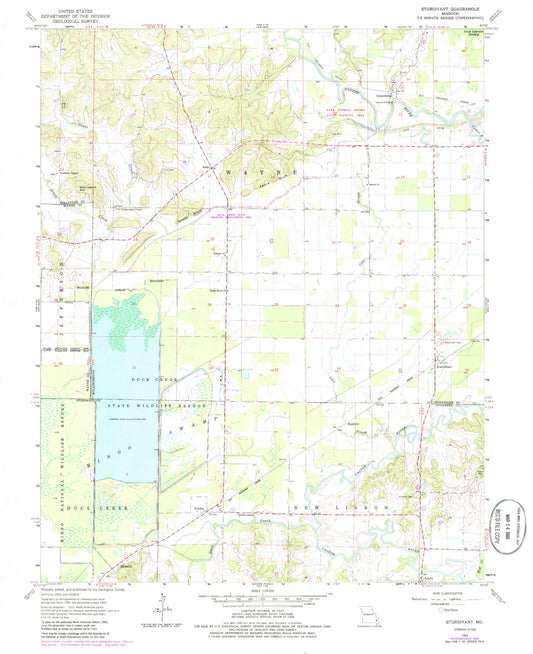 Classic USGS Sturdivant Missouri 7.5'x7.5' Topo Map Image