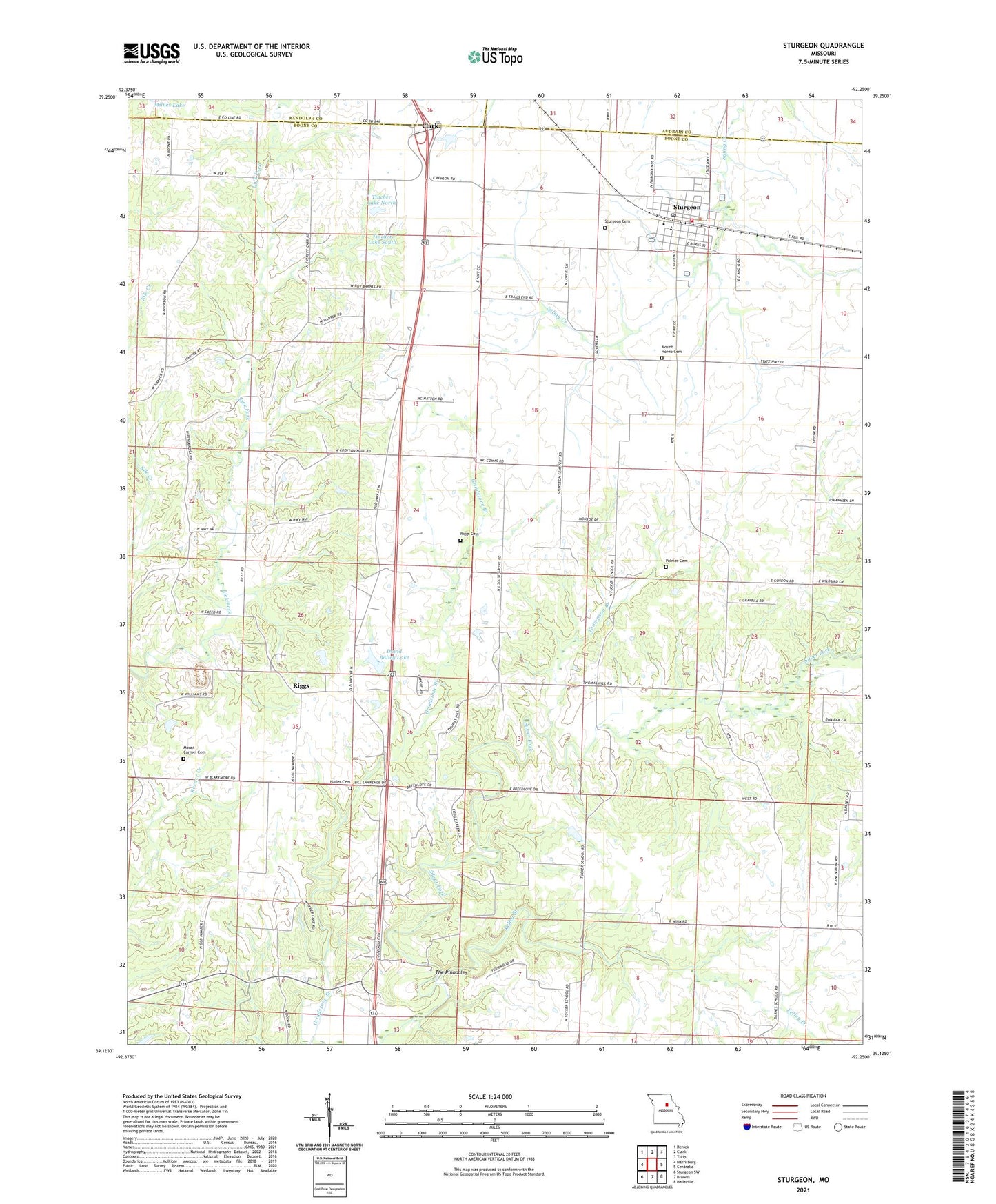 Sturgeon Missouri US Topo Map Image