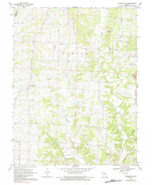 Classic USGS Sturgeon SW Missouri 7.5'x7.5' Topo Map Image