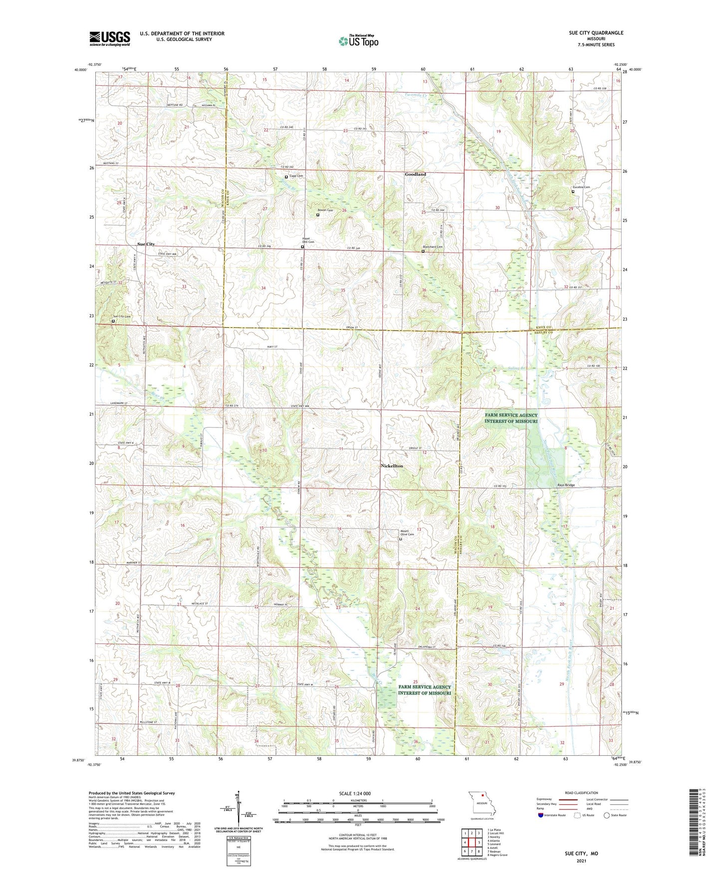 Sue City Missouri US Topo Map Image