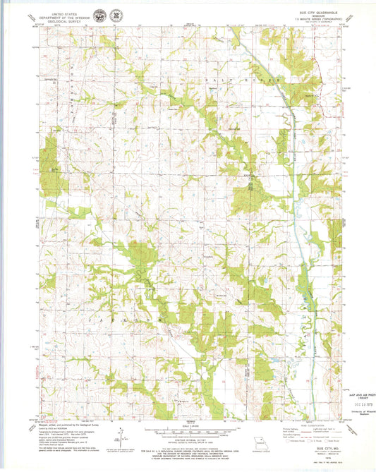 Classic USGS Sue City Missouri 7.5'x7.5' Topo Map Image