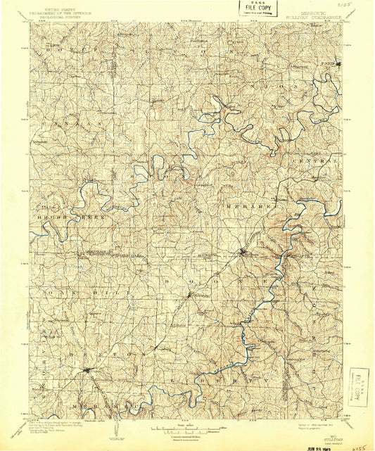 Historic 1903 Sullivan Missouri 30'x30' Topo Map Image