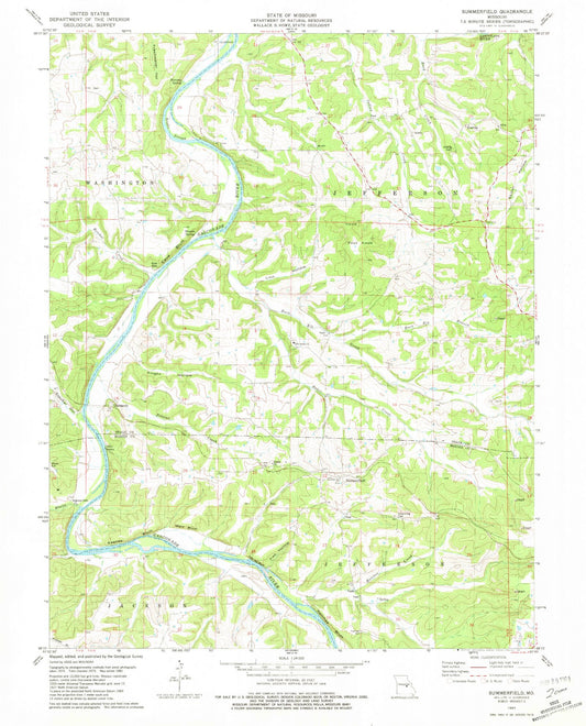 Classic USGS Summerfield Missouri 7.5'x7.5' Topo Map Image