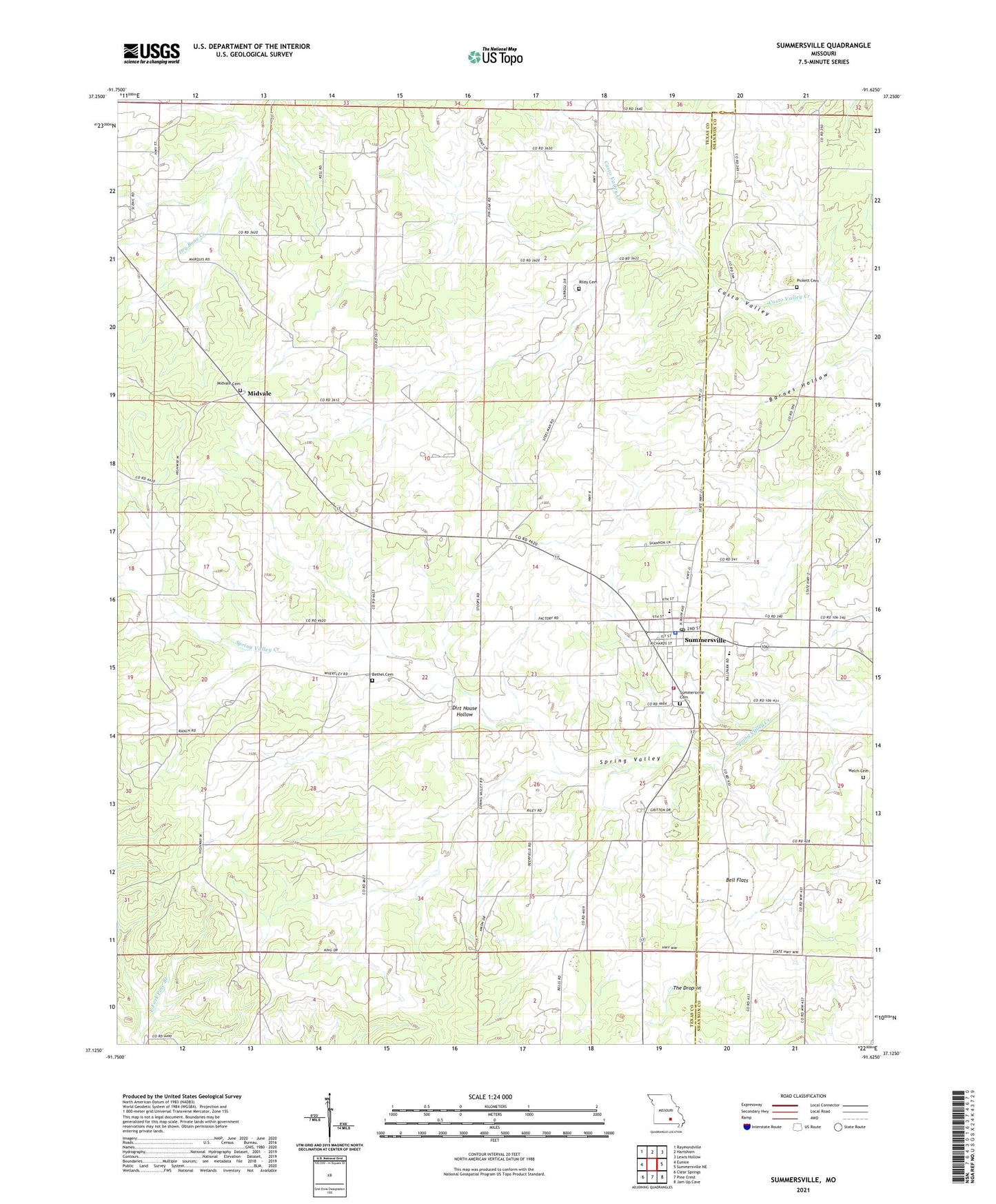 Summersville Missouri US Topo Map Image
