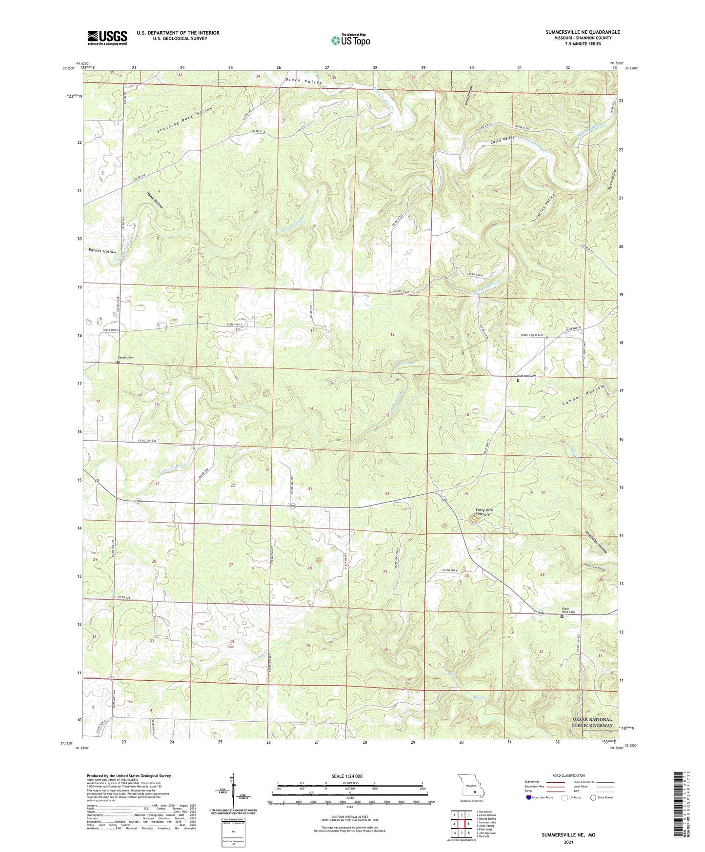 Summersville NE Missouri US Topo Map Image