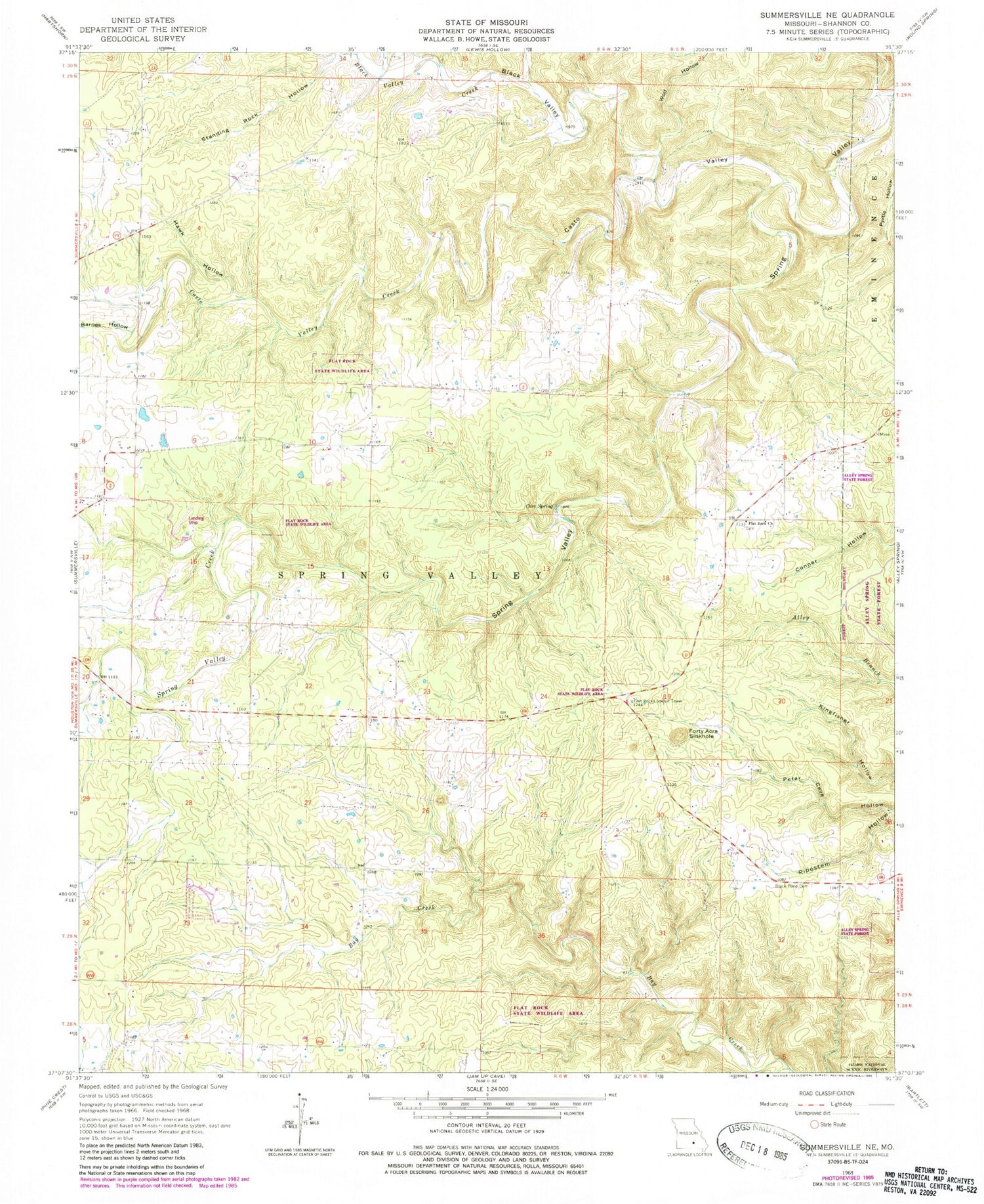 Classic USGS Summersville NE Missouri 7.5'x7.5' Topo Map Image