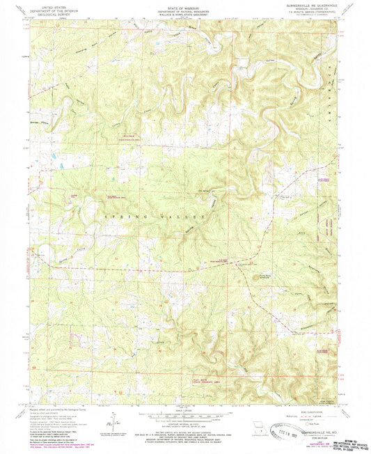 Classic USGS Summersville NE Missouri 7.5'x7.5' Topo Map Image