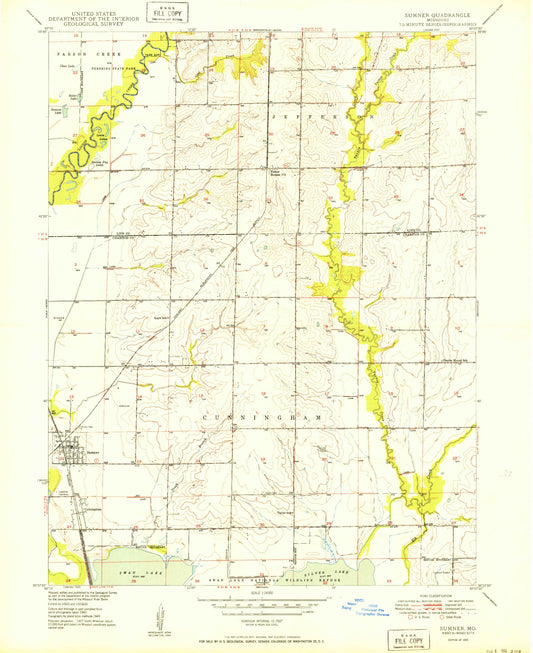 Classic USGS Sumner Missouri 7.5'x7.5' Topo Map Image