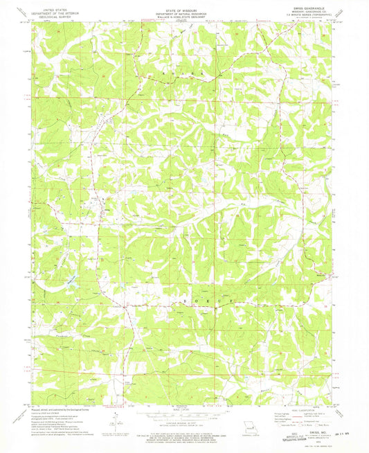 Classic USGS Swiss Missouri 7.5'x7.5' Topo Map Image
