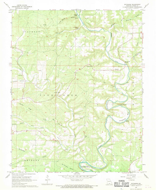Classic USGS Sycamore Missouri 7.5'x7.5' Topo Map Image