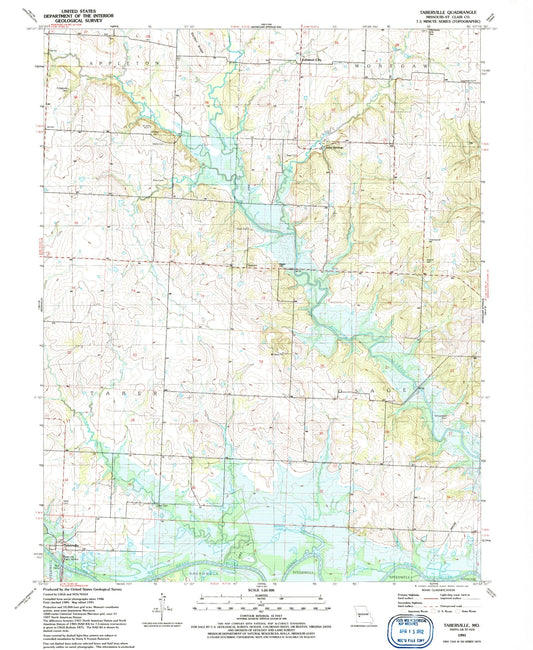 Classic USGS Taberville Missouri 7.5'x7.5' Topo Map Image