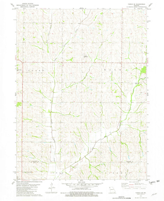 Classic USGS Tarkio SE Missouri 7.5'x7.5' Topo Map Image