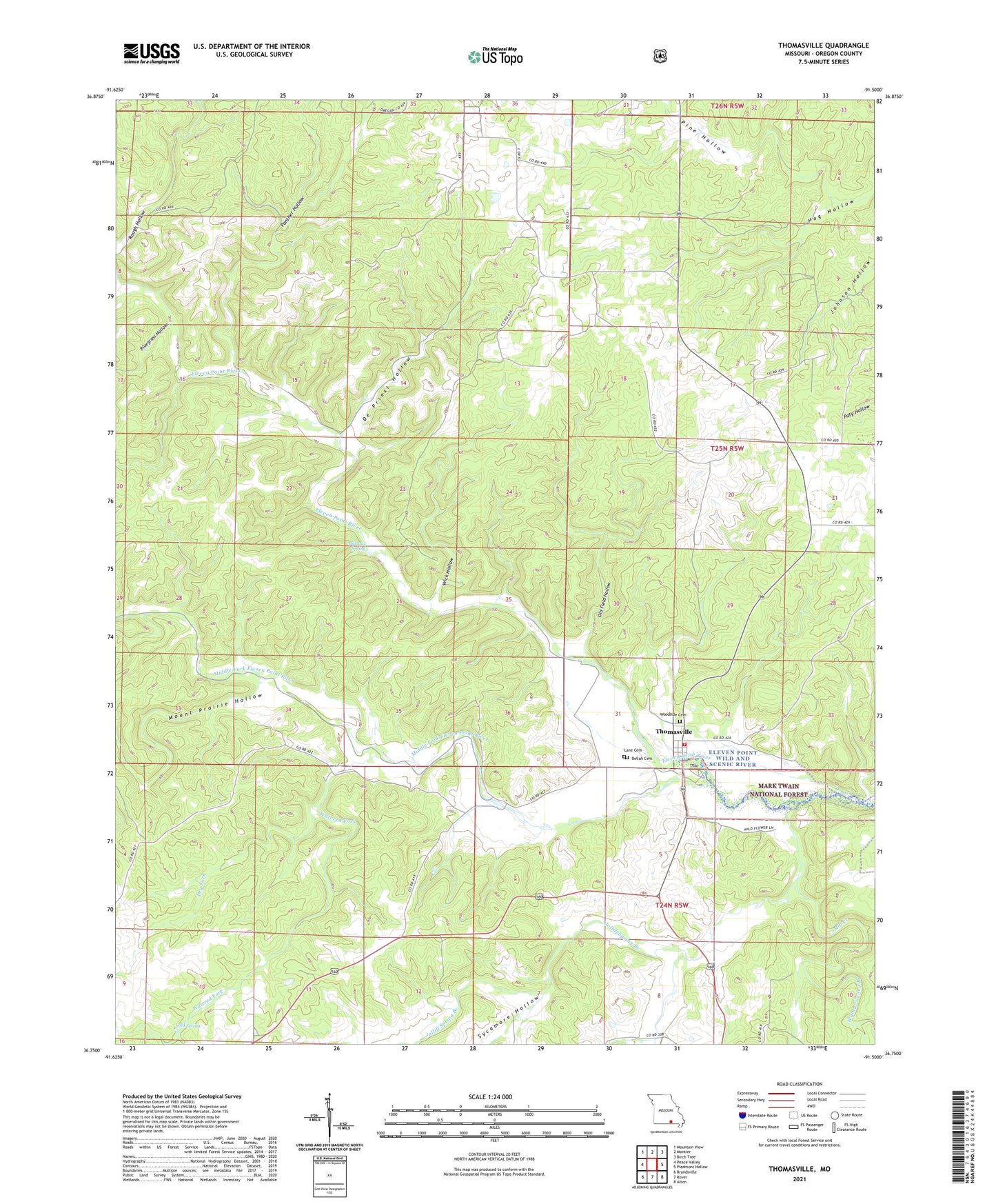 Thomasville Missouri US Topo Map Image