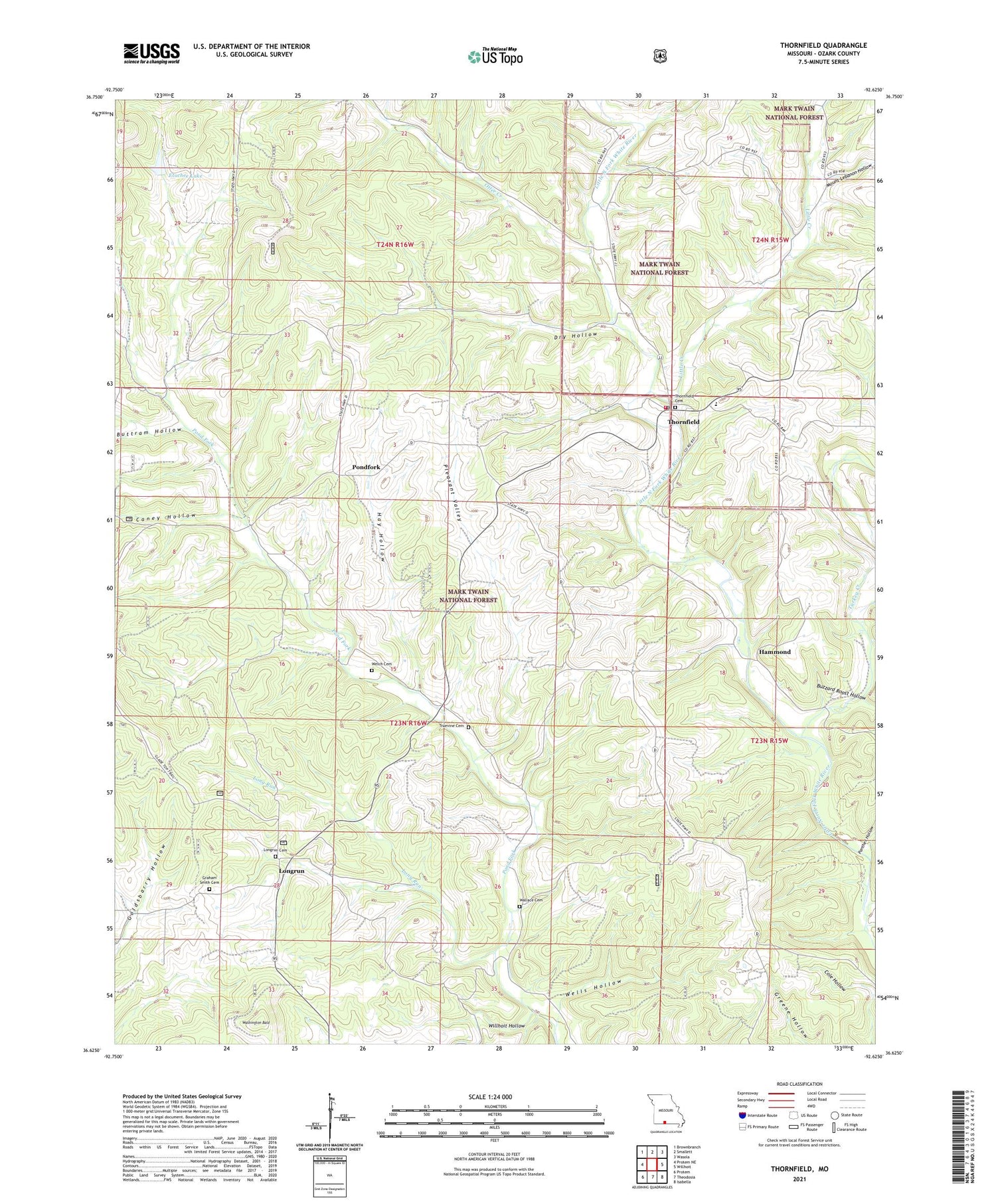 Thornfield Missouri US Topo Map Image