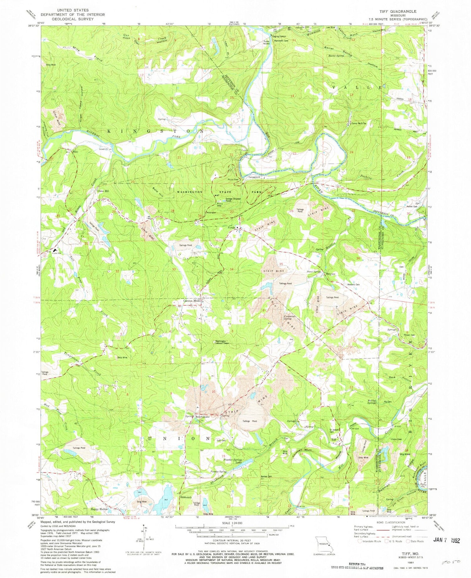 Classic USGS Tiff Missouri 7.5'x7.5' Topo Map Image