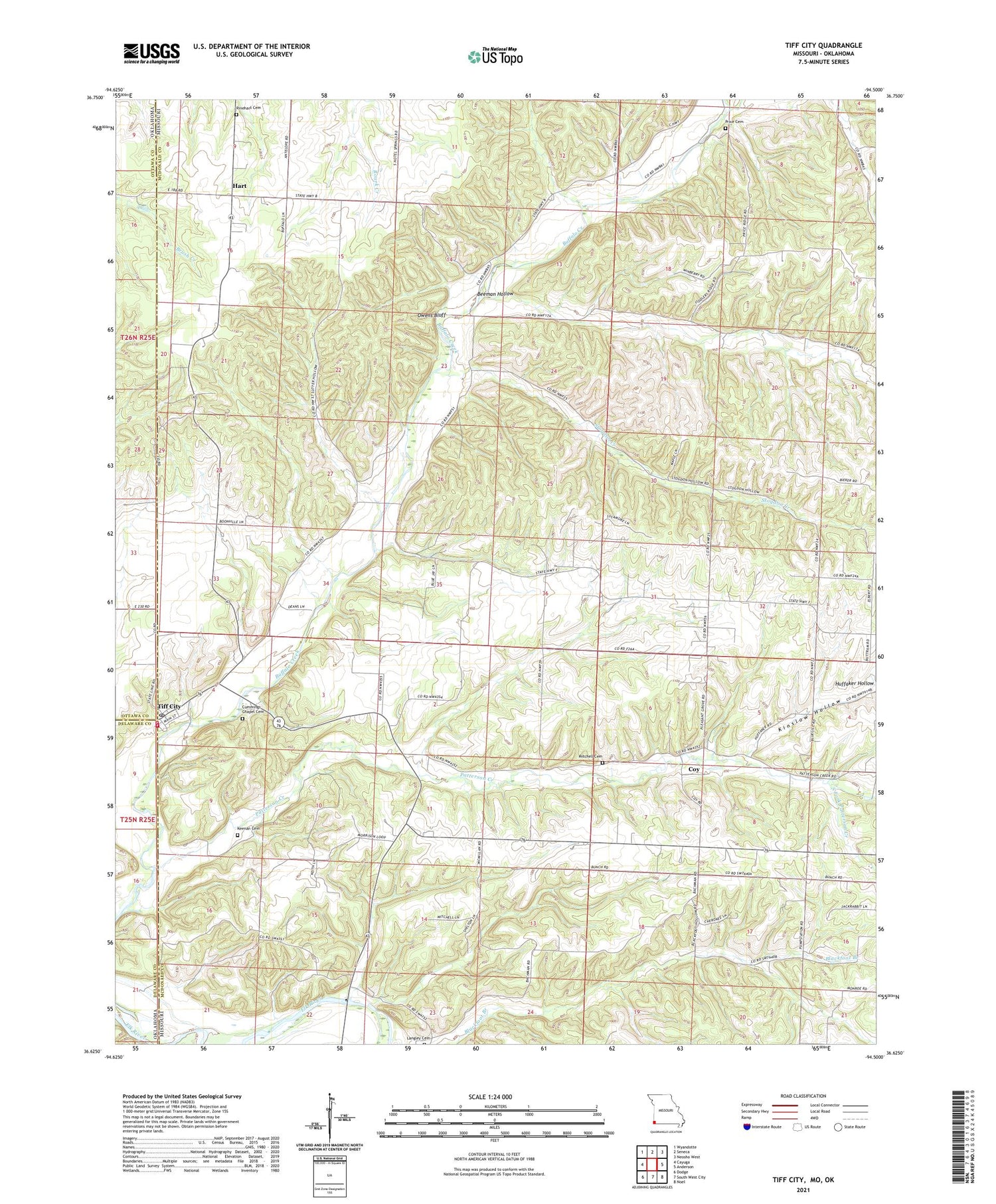 Tiff City Missouri US Topo Map Image