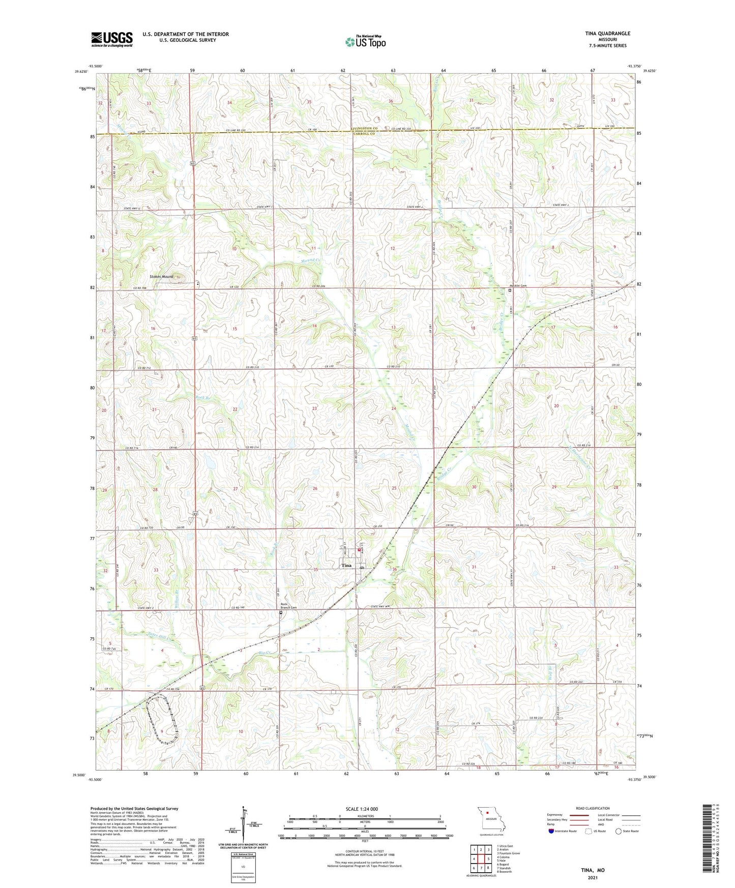 Tina Missouri US Topo Map Image