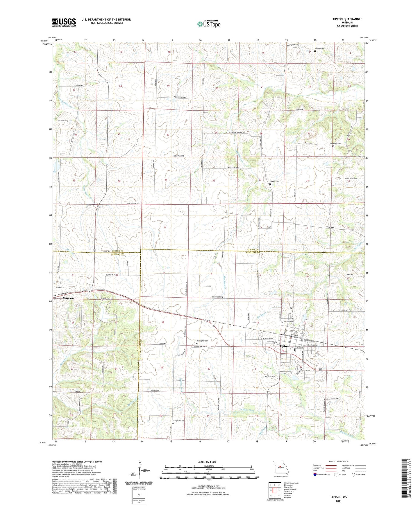 Tipton Missouri US Topo Map Image
