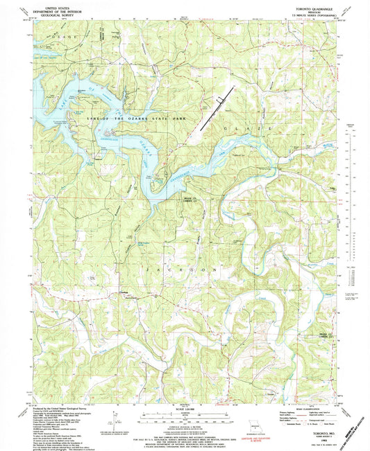 Classic USGS Toronto Missouri 7.5'x7.5' Topo Map Image