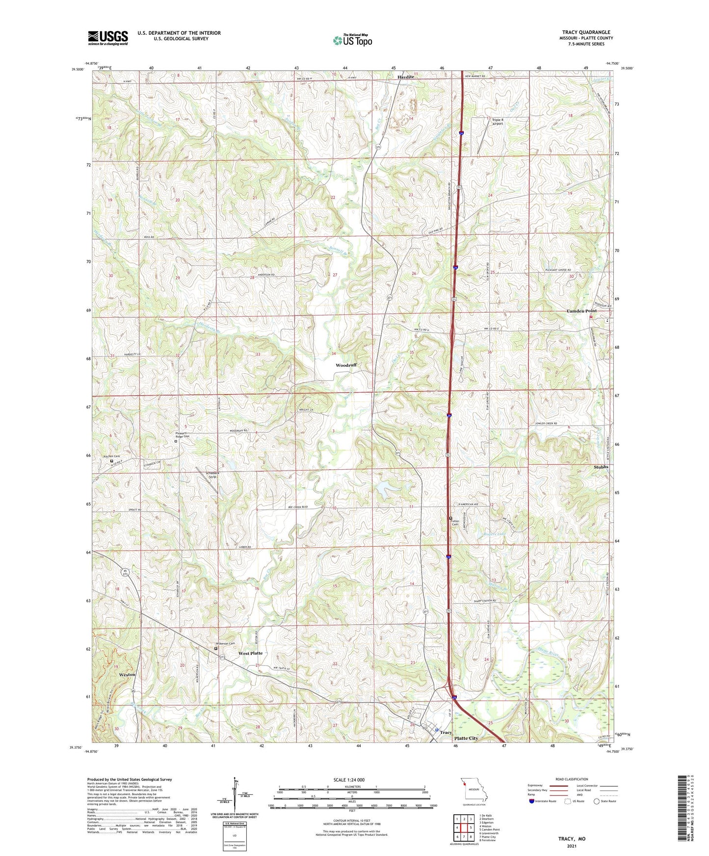 Tracy Missouri US Topo Map Image