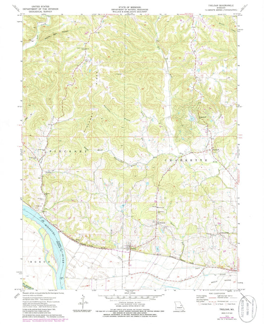 Classic USGS Treloar Missouri 7.5'x7.5' Topo Map Image