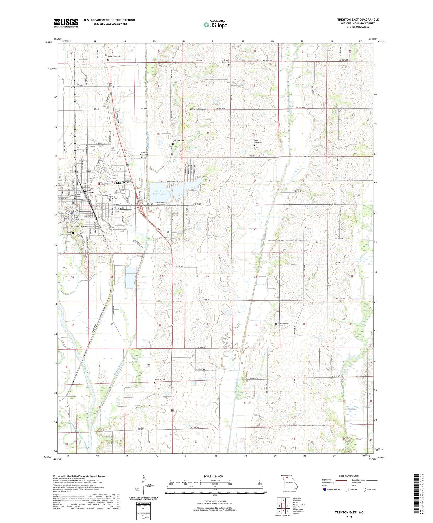 Trenton East Missouri US Topo Map Image