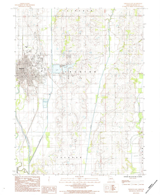 Classic USGS Trenton East Missouri 7.5'x7.5' Topo Map Image