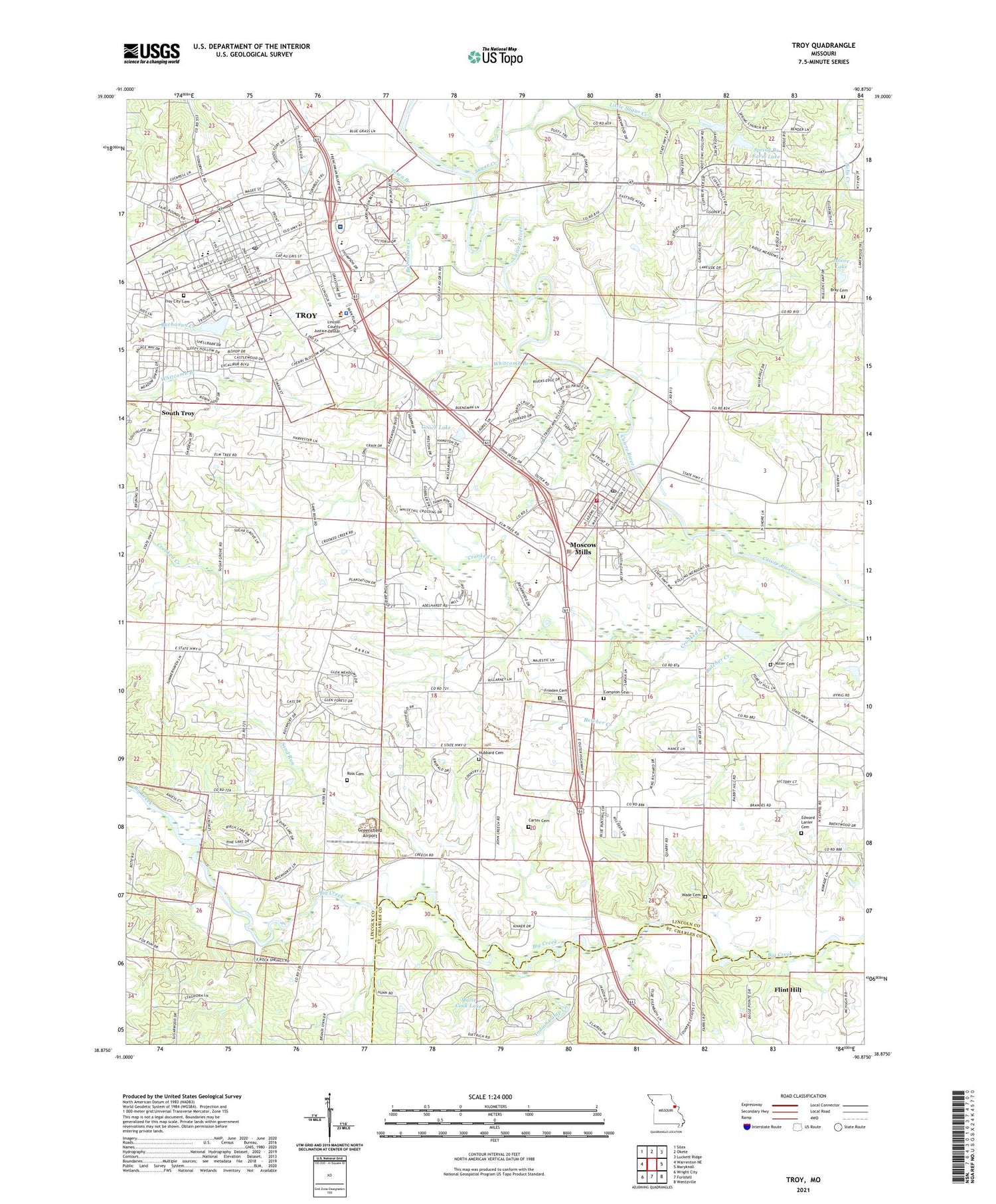 Troy Missouri US Topo Map Image