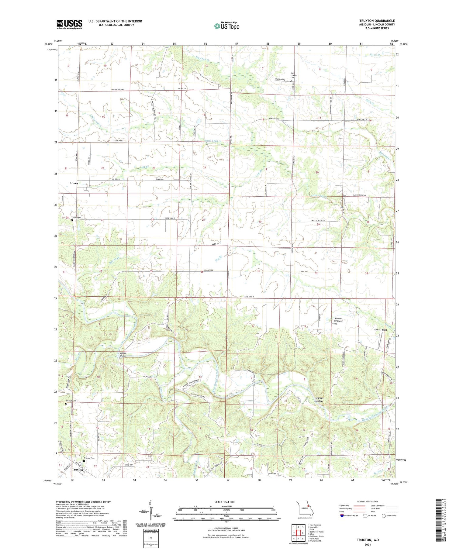 Truxton Missouri US Topo Map Image