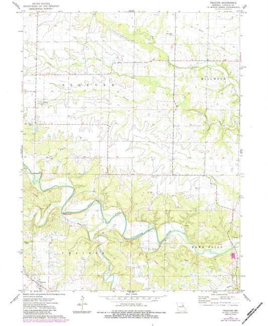 Classic USGS Truxton Missouri 7.5'x7.5' Topo Map Image