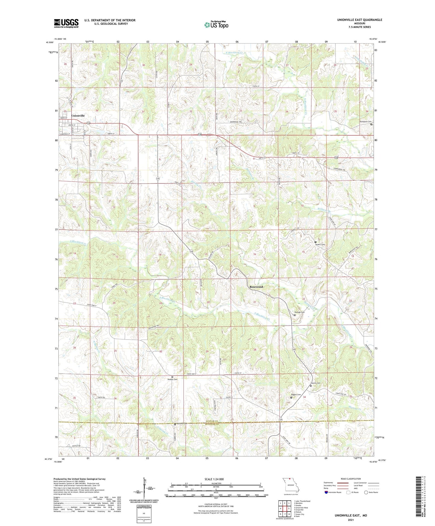 Unionville East Missouri US Topo Map Image