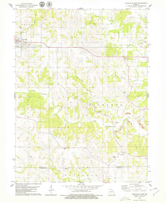Classic USGS Unionville East Missouri 7.5'x7.5' Topo Map Image