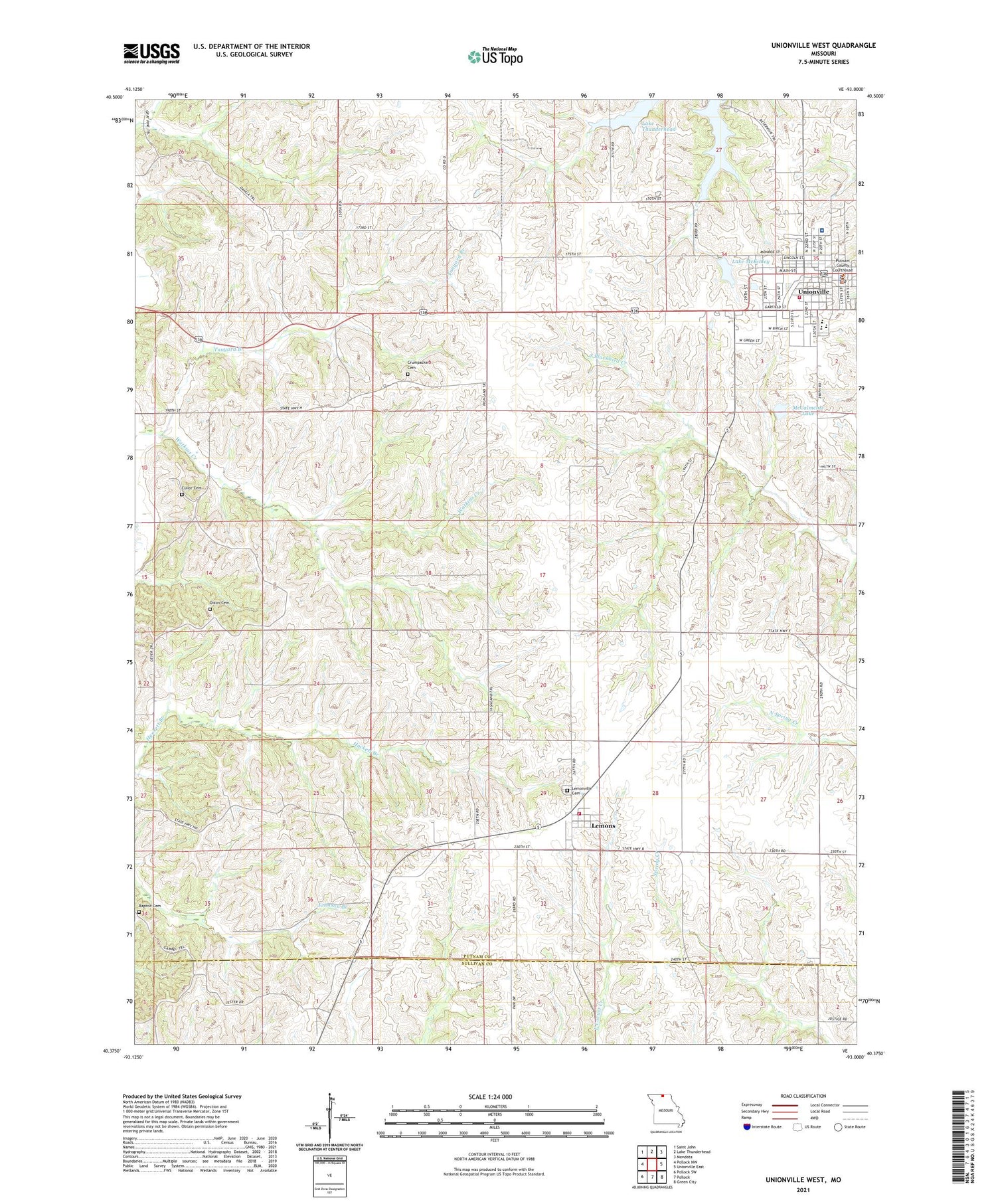 Unionville West Missouri US Topo Map Image