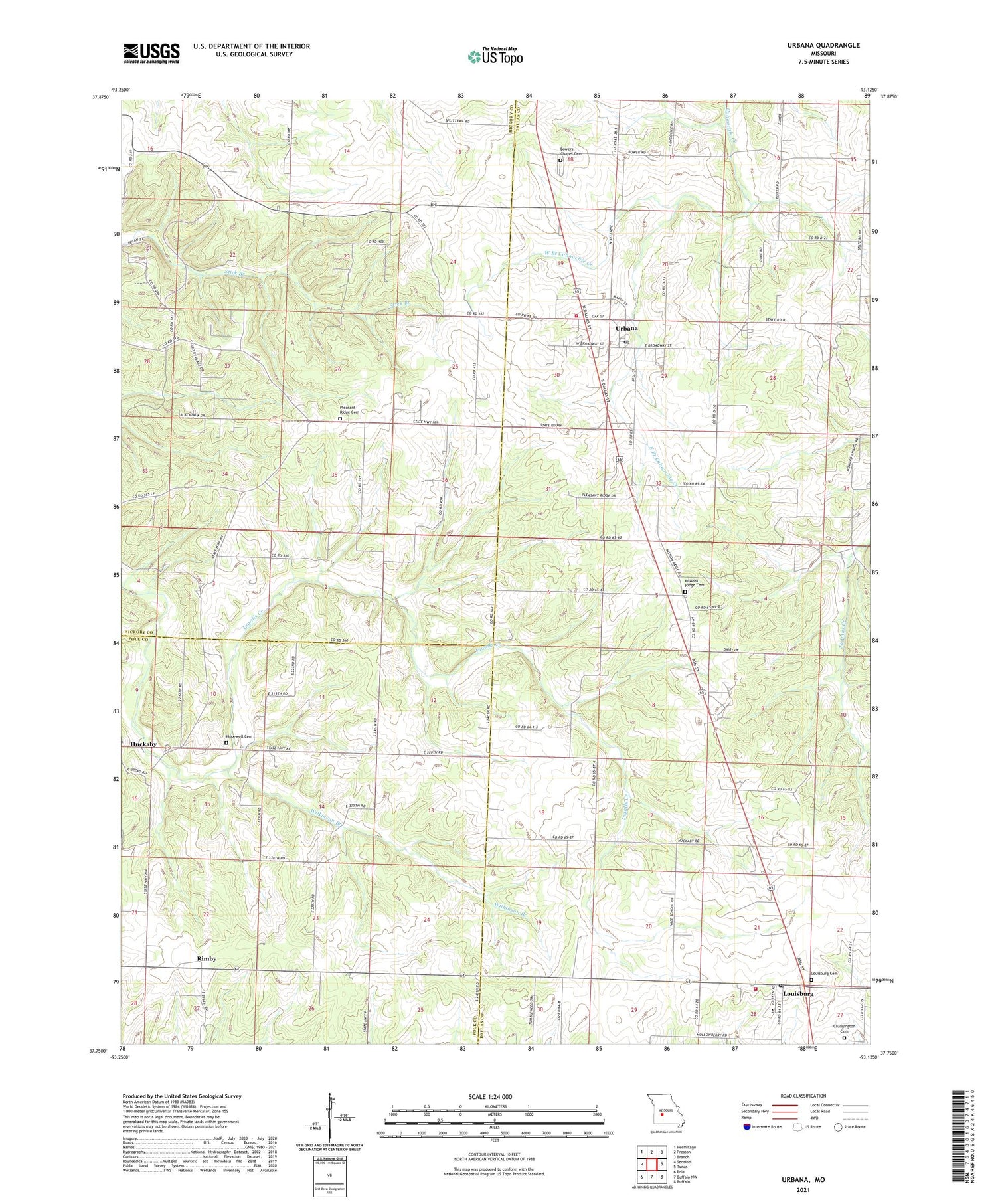 Urbana Missouri US Topo Map Image