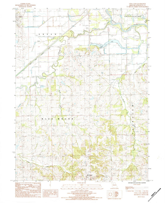 Classic USGS Utica East Missouri 7.5'x7.5' Topo Map Image