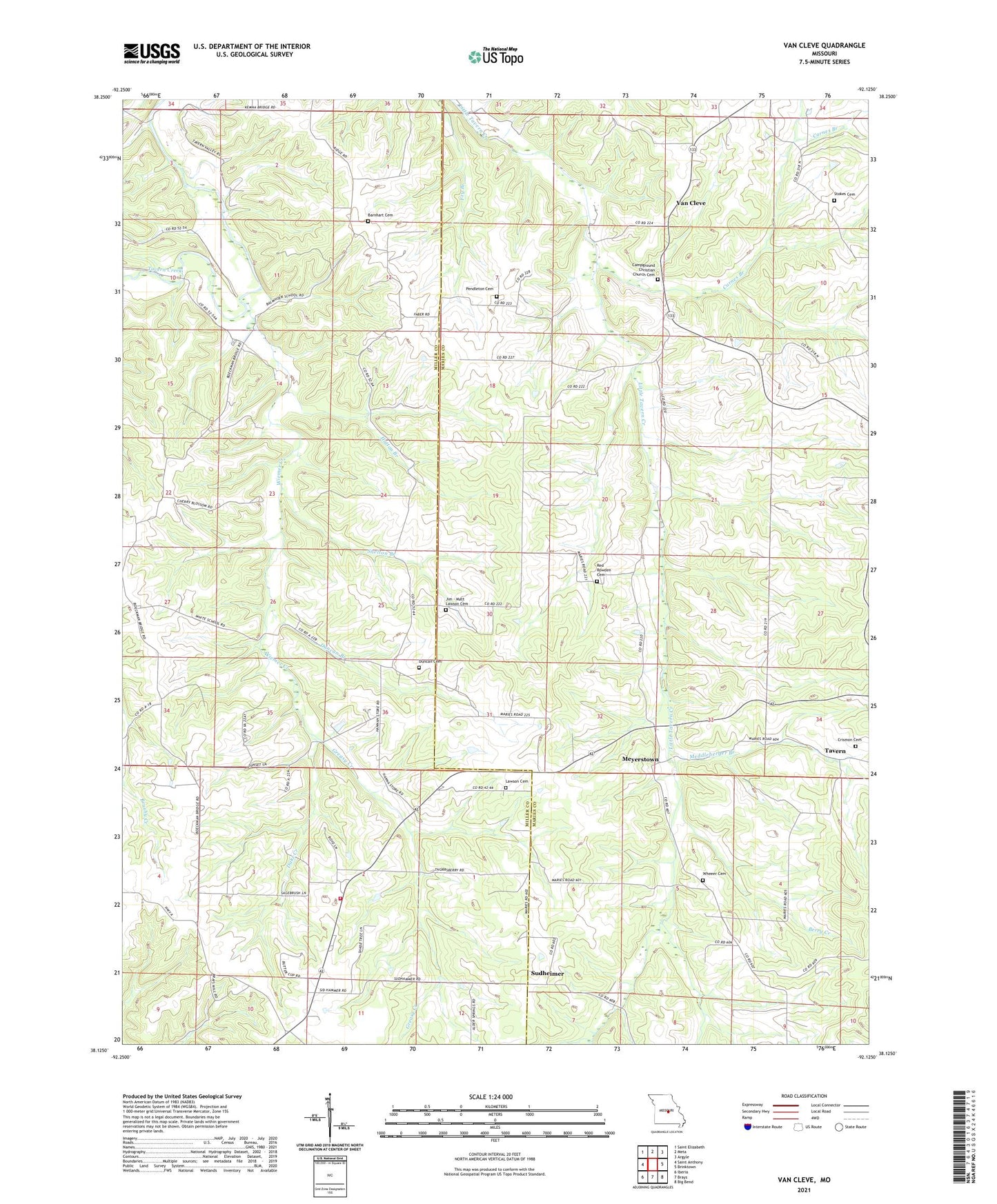 Van Cleve Missouri US Topo Map Image